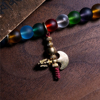 Buddha Gift Tibetan 108 Mala Beads Multicolored Liuli Glass Bead Chinese Zodiac Nine Palaces Eight Diagrams Charm Bracelet