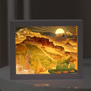 Buddha Gift Tibet Potala Palace Paper LED Carving Lamp Art Night Lights Creative LED Table Lamp