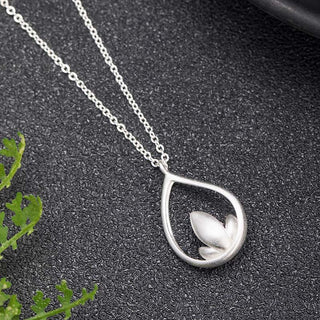 Buddha Gift 925 Sterling Silver Lotus Flower Floral Enlightenment Necklace Pendant