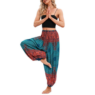 Buddha Gift Loose Circle-shaped Flowers Pattern Harem Trousers Women's Yoga Pants