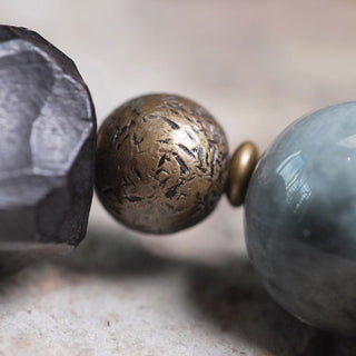 Buddha Gift Eagle's Eye Stone Ebony Wood Copper Confidence Couple Bracelet