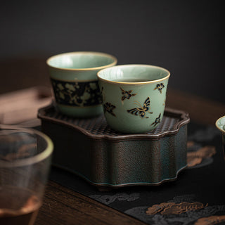 Buddha Gift Butterfly Flower Lotus Koi Fish Plum Blossom Ceramic Teacup Kung Fu Tea Cup 100ml