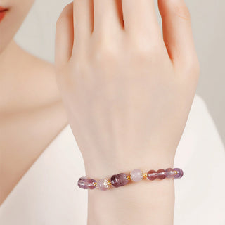 Buddha Gift Aquamarine Strawberry Quartz Amethyst Moonstone PiXiu Healing Bracelet