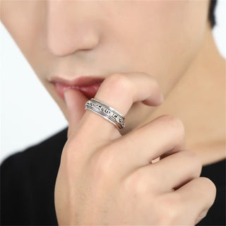 Buddha Gift Tibetan Om Mani Padme Hum PiXiu Engraved Wealth Luck Rotatable Ring
