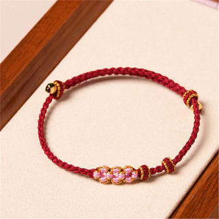 Buddha Gift Handmade Peach Blossom Protection Braided Rope Bracelet