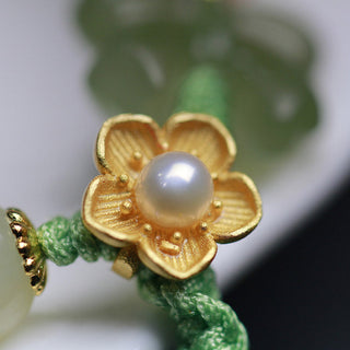 Buddha Gift 925 Sterling Silver Jade Luck Flower Butterfly Bracelet