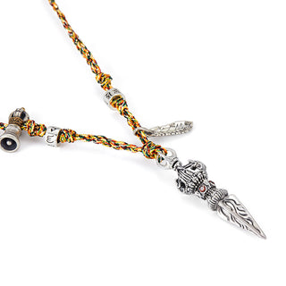 Buddha Gift Tibetan Handmade 925 Sterling Silver Dorje Vajra Om Mani Padme Hum Feather Strength Necklace Pendant