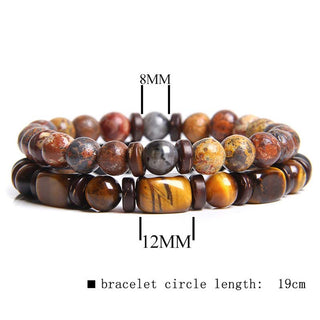 Buddha Gift 2PCS Healing Crystal Emperor Stone Tiger Eye Bead Bracelet