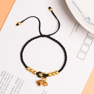 Buddha Gift Handcrafted Lily Of The Valley Flower Charm Design Luck Protection Braided Bracelet