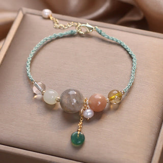 Buddha Gift Moonstone Sunstone Beads Peace Buckle Charm Healing Bracelet