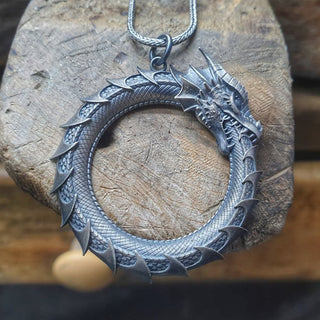 Buddha Gift Pure Tin Dragon Snake Protection Necklace Pendant