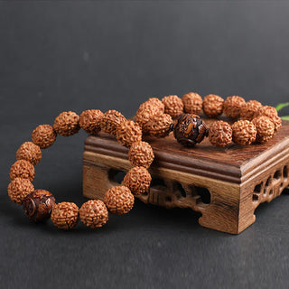 Buddha Gift Tibet Rudraksha Bodhi Seed PiXiu Copper Coin Wealth Luck Bracelet