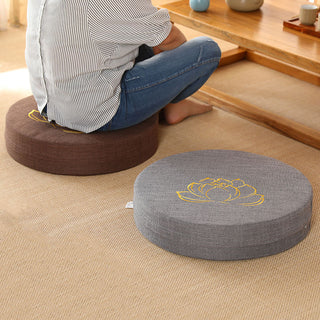 Buddha Gift Lotus Embroidery Cotton Linen Meditation Seat Cushion