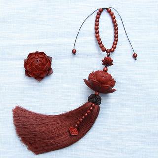 Buddha Gift Tibetan Small Leaf Red Sandalwood Lotus Luck Protection Tassel Decoration