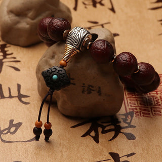 Buddha Gift Tibetan Bodhi Seed Agate Bead Luck Wealth Tassel Charm Wrist Mala