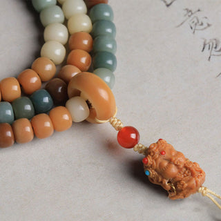 Buddha Gift 108 Mala Beads Gradient Bodhi Seed Green Tara Buddha Engraved Peace Harmony Bracelet