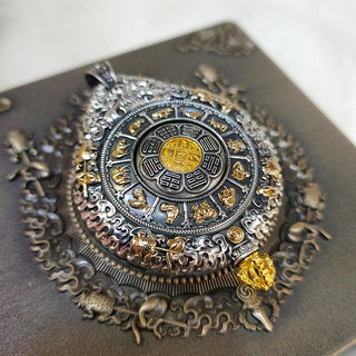 Buddha Gift Chinese Zodiac Natal Buddha Thangka Nine Palaces Eight Diagrams Wealth Rotatable Necklace Pendant