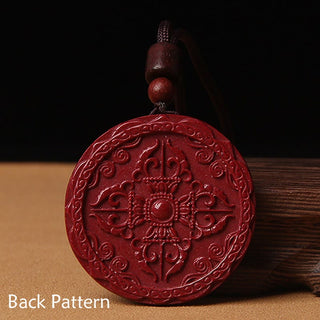 Buddha Gift Natural Cinnabar Lotus Om Mani Padme Hum Blessing Necklace String Pendant