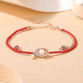 Buddha Gift 925 Sterling Silver Pearl Ingots Copper Coins Healing Necklace Pendant Red Rope Bracelet Set