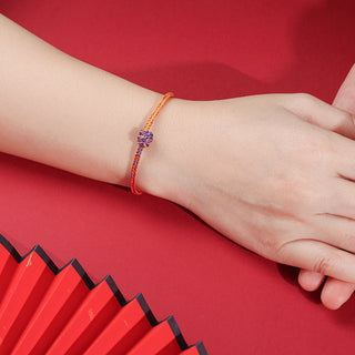 Buddha Gift Handcrafted Colorful Purple Gold Red Braid Rope Bracelet