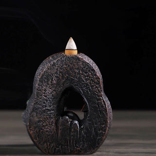 Buddha Gift Mountain Bridges Pattern Meditation Resin Backflow Incense Burner
