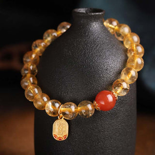Buddha Gift Citrine Red Agate Fortune Charm Bracelet