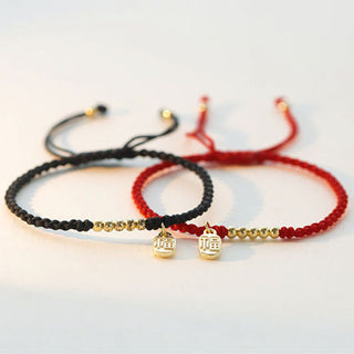 Buddha Gift Handmade Fu Character Charm Luck Fortune Rope Bracelet