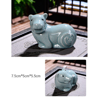 Buddha Gift Chinese Zodiac Wealth Ceramic Tea Pet Home Figurine Decoration