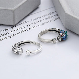 Buddha Gift 925 Sterling Silver Year Of The Dragon Luck Protection Adjustable Metal Ring
