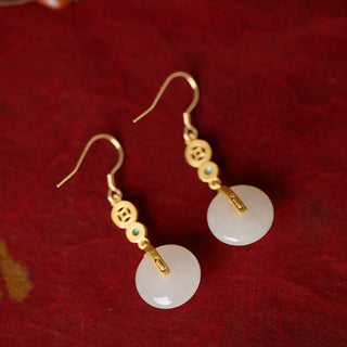 Buddha Gift Jade Copper Coins Auspicious Clouds Prosperity Necklace Pendant Bracelet Ring Earrings