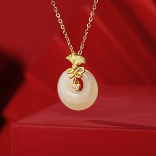 Buddha Gift 925 Sterling Silver Natural Hetian Jade Carnation Flower Prosperity Necklace Pendant