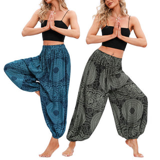 Buddha Gift Casual Loose Round Rose Pattern Harem Trousers Women's Yoga Pants