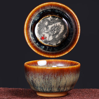 Buddha Gift 12 Chinese Zodiac Pattern Ceramic Teacup Kung Fu Jian Chinese Zhan Tea Cup 73ml