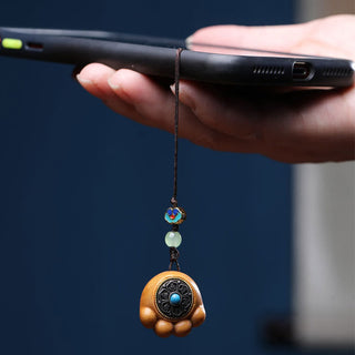 Buddha Gift Sandalwood Small Leaf Red Sandalwood Green Sandalwood Lucky Cat Paw Claw Om Mani Padme Hum Protection Phone Hanging Decoration