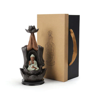 Buddha Gift Buddha Avalokitesvara Chenrezig Ksitigarbha Ceramic Lotus Blessing Backflow Incense Burner