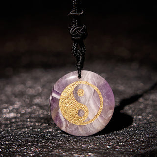 Buddha Gift Various Crystal Amethyst Tiger Eye Green Aventurine Yin Yang Spiritual Necklace Pendant