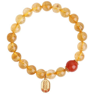 Buddha Gift Citrine Red Agate Fortune Charm Bracelet