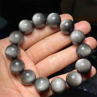 Buddha Gift Natural Silver Sheen Obsidian Soothing Protection Bracelet