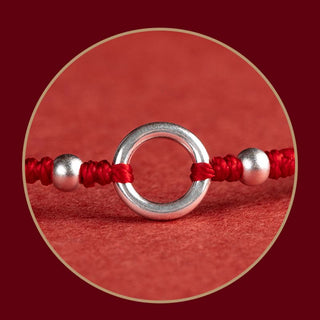 Buddha Gift 925 Sterling Silver Lucky Fortune Peace Joy Lotus Peace Buckle Red String Bracelet