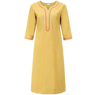 Buddha Gift 2Pcs V-neck Embroidery Yoga Clothing Zen Meditation Cotton Linen Top Pants Women's Set