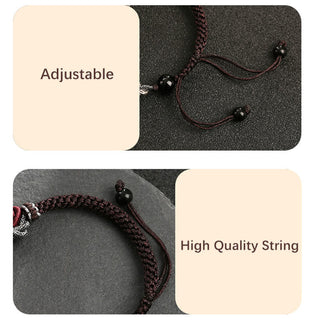 Buddha Gift 925 Sterling Silver Auspicious Dragon Success Handcrafted Braided Bracelet