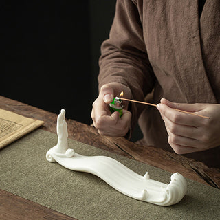 Buddha Gift Buddha Monk Ceramic Sea Wave Mountain Blessing Incense Burner Decoration