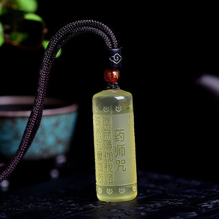 Buddha Gift Heart Sutra Citrine Happiness Strength Necklace Pendant