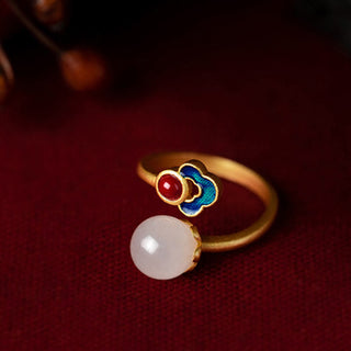 White Jade Auspicious Cloud Blessing Luck Ring