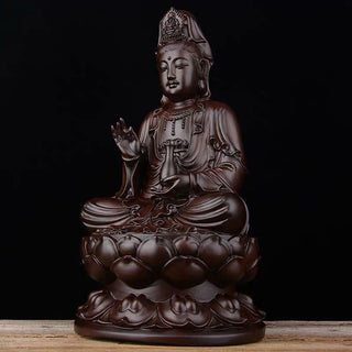 Buddha Gift Avalokitesvara Ebony Lotus Harmony Blessing Home Decoration