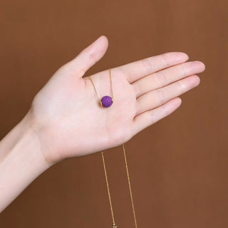 Buddha Gift 925 Sterling Silver Plated Gold Natural Purple Mica Stone Relief Bead Positive Necklace Pendant Bracelet Set