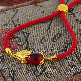 Buddha Gift Wealth Attractor Red Agate Pixiu Red String Bracelet