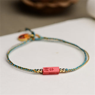 Buddha Gift Handmade Cinnabar As One Wishes Blessing Braid Double Layer Bracelet