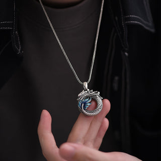 Buddha Gift 999 Sterling Silver Year Of The Dragon Auspicious Peace Buckle Carved Success Necklace Pendant