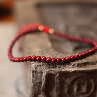 Buddha Gift Natural Cinnabar Blessing Red String Braided Bracelet Anklet